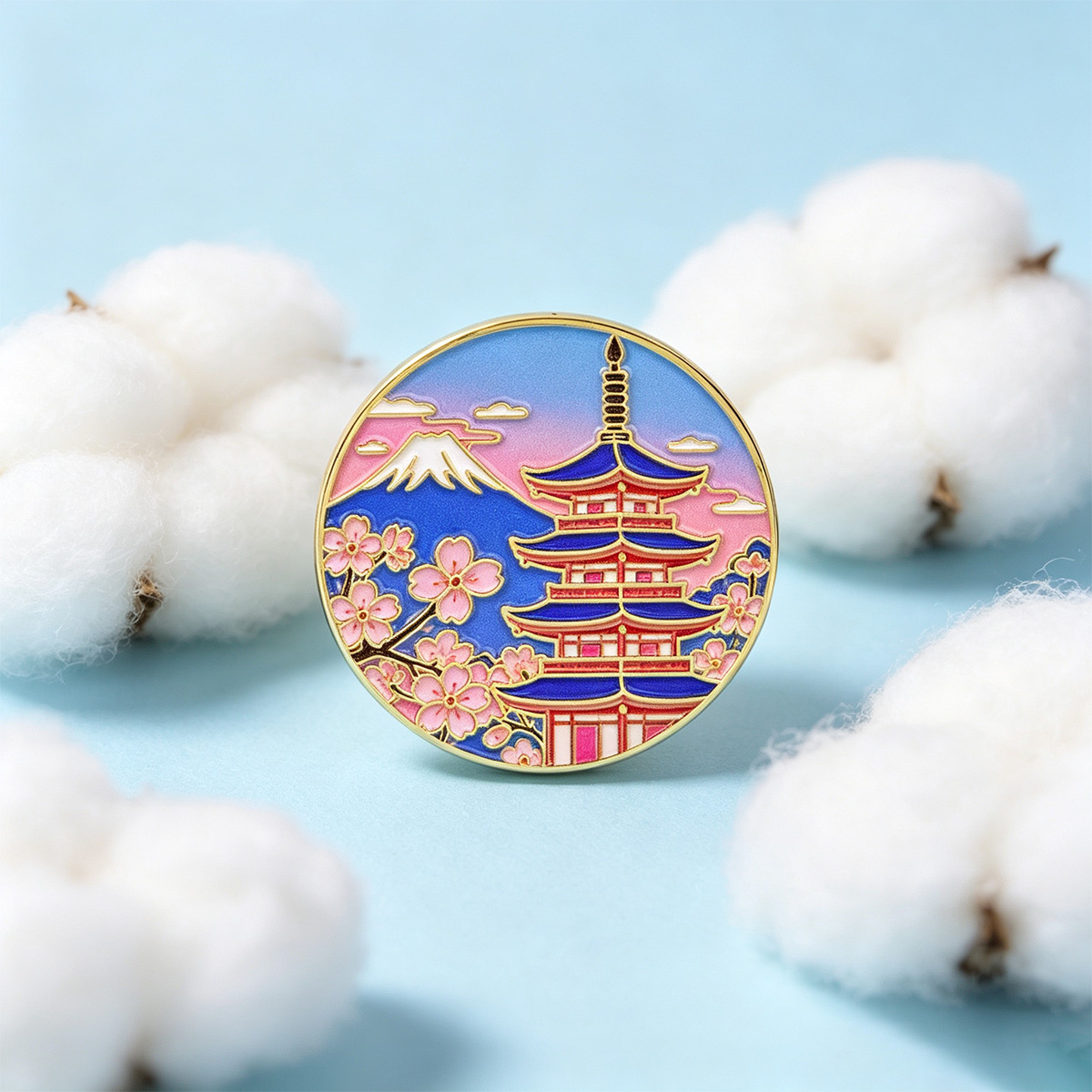 Travel Accessories For Japan - Spilla smaltata con fiori di ciliegio