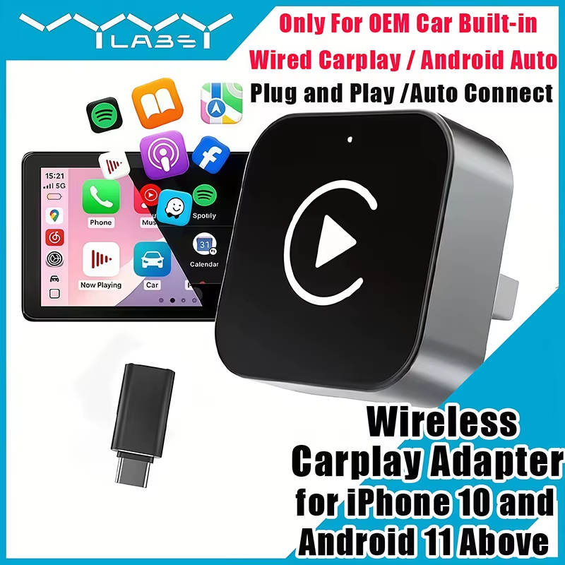Travel Plug Type C - Adattatore CarPlay Wireless 2-in-1 Plug-and-Play per