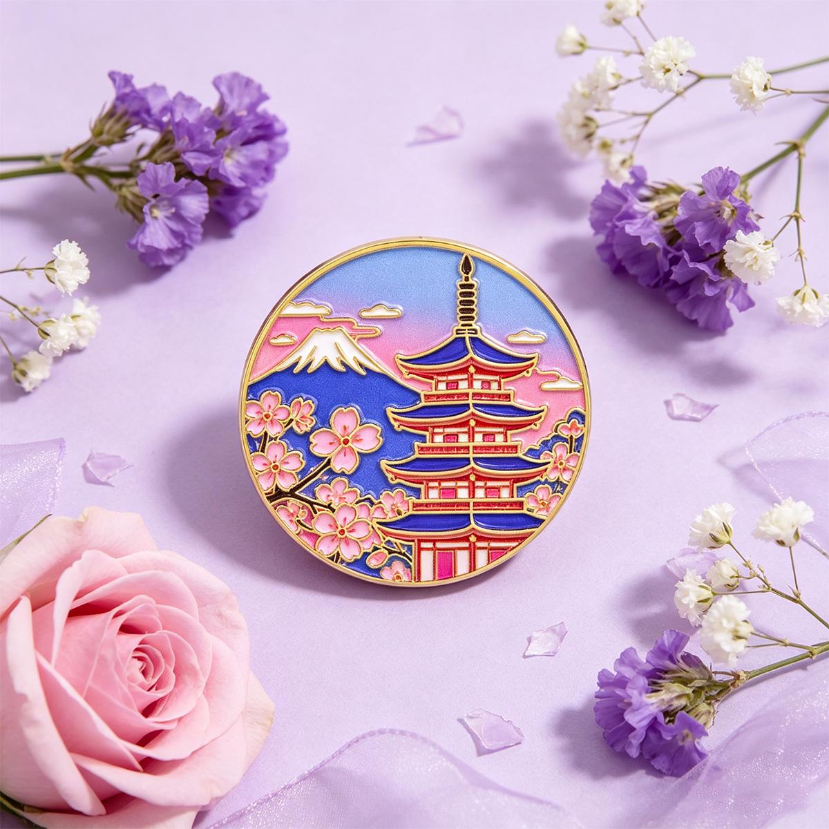 Spilla smaltata con fiori di c - Travel Accessories For Japan recensione e prezzo